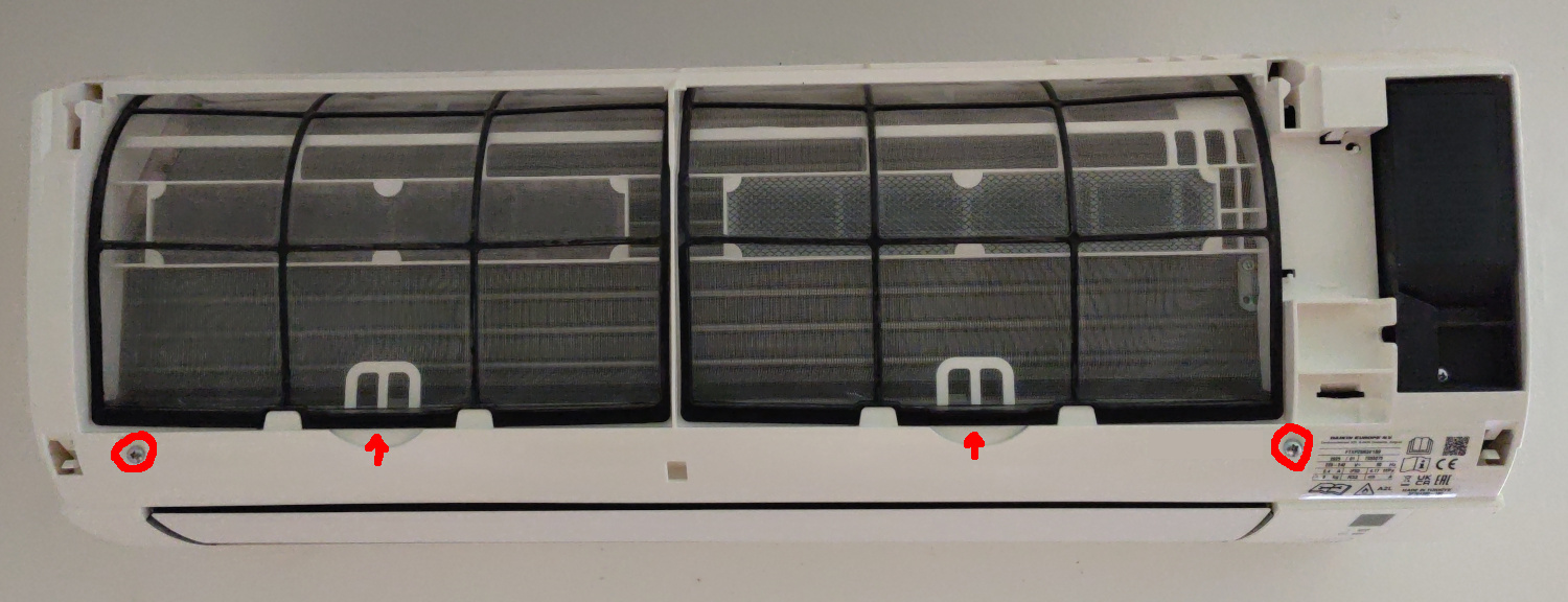 Photo marking the screw locations